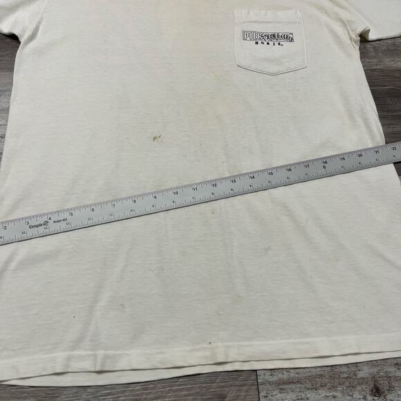 Vintage 1987 Pier Pressure Hobie Heavy White Mens XL Surfer USA Made Pocket Tee - Picture 12 of 13